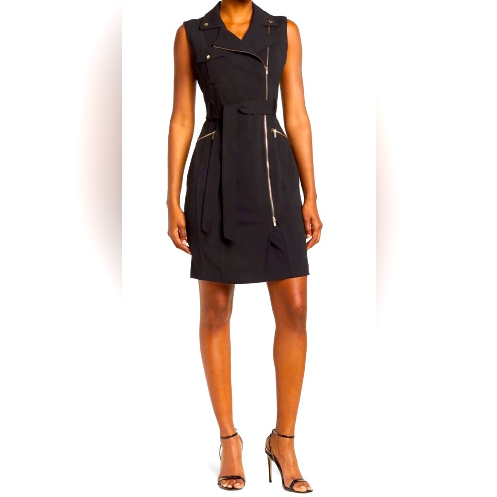Calvin Klein Moto Dress Color Black
